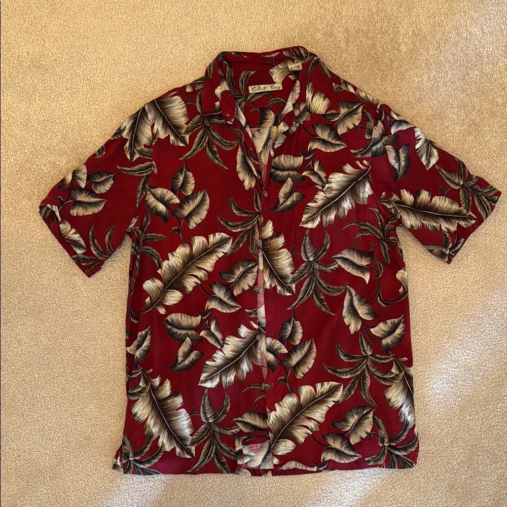 Tommy Bahama Red and Black Polo Shirt with Bold Design